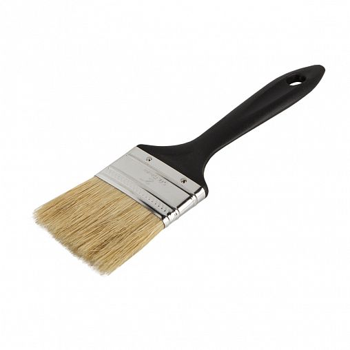 Кисть плоская Krafor №2, натуральная щетина, пластиковая ручка, 50 мм фото