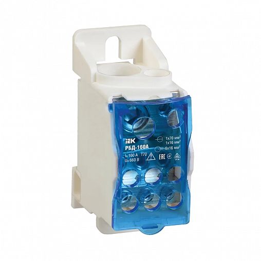 Распределительный блок на DIN-рейку IEK РБД-160А, 8 соединений, 160 А, 660 В фото