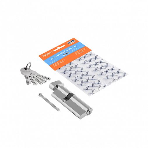 Цилиндровый механизм Нора-М STD AL ЛПВ-90 (55-35В), ключ/вертушка, хром фото