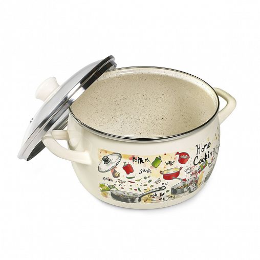 Набор эмалированных кастрюль Metrot Гурман, 6 предметов (кастрюли 2,4, 3,3, 5,7 л, крышки) фото