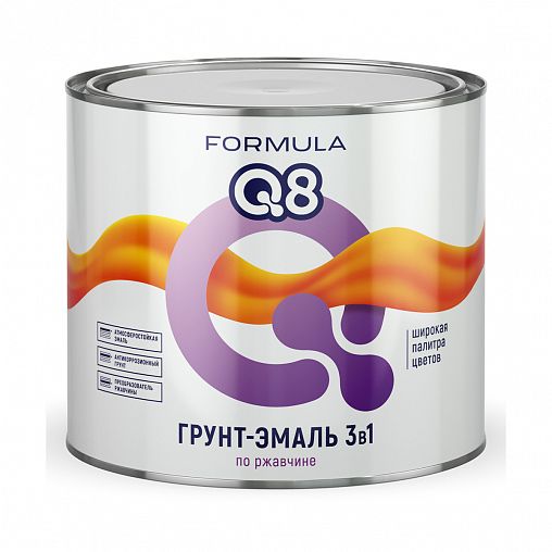 Грунт-эмаль по ржавчине Formula Q8 3 в 1, матовая, 1,9 кг, синяя фото
