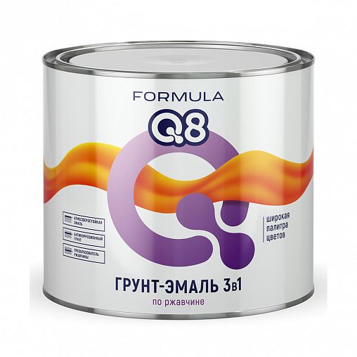 Грунт-эмаль по ржавчине Formula Q8 3 в 1, матовая, 1,9 кг, голубая фото