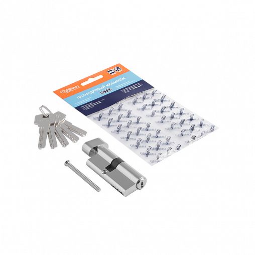 Цилиндровый механизм Нора-М STD Z ЛПВ-70 (40-30В), ключ/вертушка, хром фото