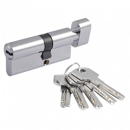 Цилиндровый механизм Нора-М STD Z ЛПВ-70 (40-30В), ключ/вертушка, хром фото