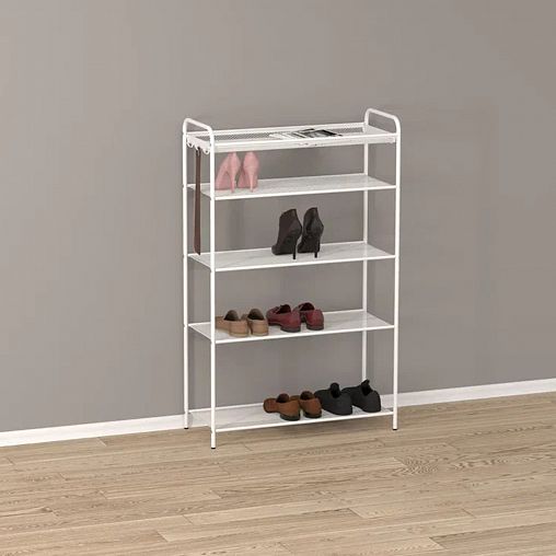 Подставка для обуви ЗМИ Верона 25, 5-ти полочная, 30 x 65 x 95 см, белая фото