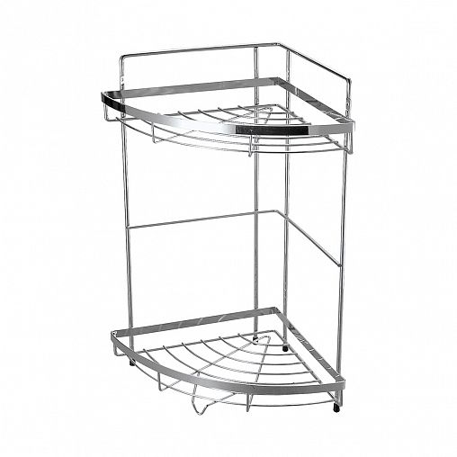 Полка для ванной угловая Рыжий кот Cozy-CR-2, 2-х ярусная, 24,5 x 24,5 x 38 см, хромированная фото