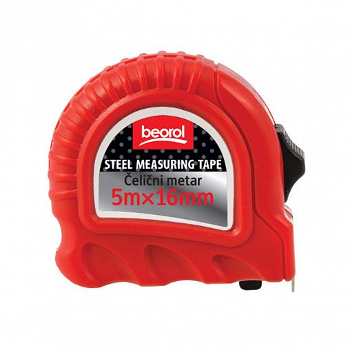 Рулетка Beorol,с фиксатором, пластиковый корпус, 5 м x 16 мм фото