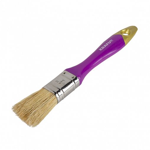 Кисть плоская Krafor Профи №1, натуральная щетина, пластиковая ручка, 25 мм фото