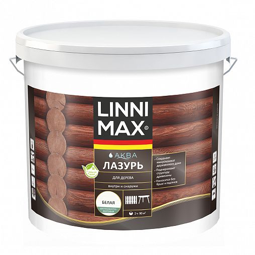 Защитная лазурь для дерева Linnimax Аква, 9 л, белая фото