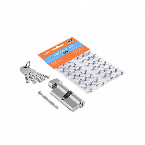 Цилиндровый механизм Нора-М STD AL ЛПВ-70 (35-35), ключ/вертушка, хром фото