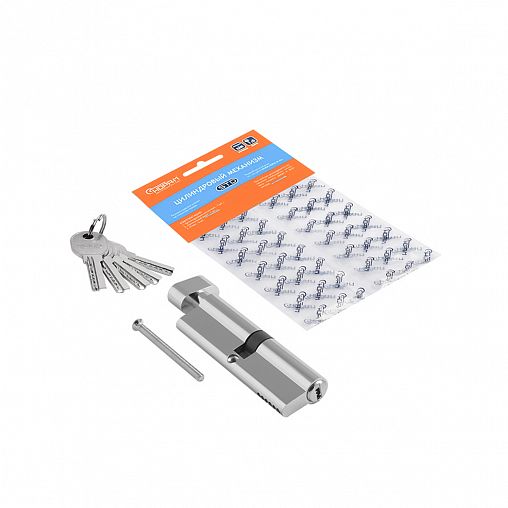 Цилиндровый механизм Нора-М STD AL ЛПВ-100 (50-50), ключ/вертушка, хром фото