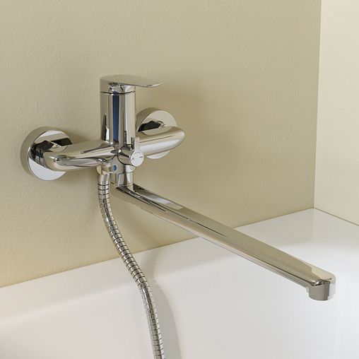 Смеситель для ванны IDDIS Zodiac X, с длинным изливом, хром фото