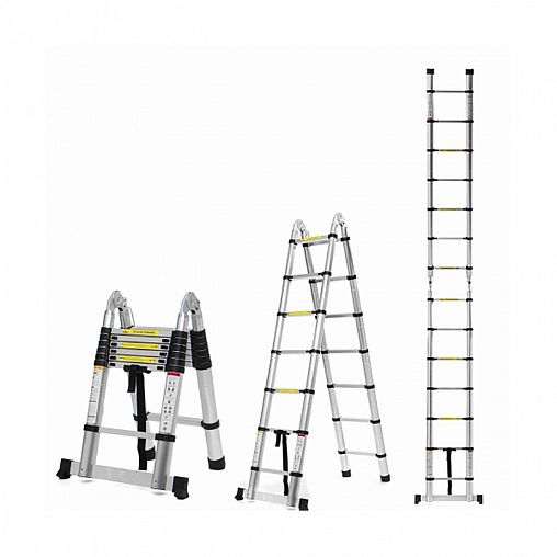 Лестница телескопическая двухсекционная Alumet DTLH 1.6, алюминиевая, 2 x 5 ступеней, 3,2 м фото