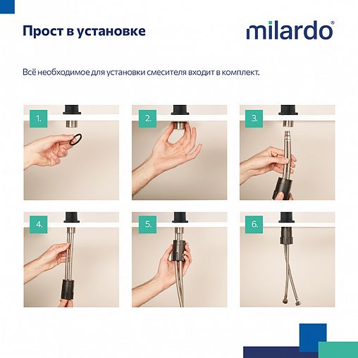 Смеситель для кухни Milardo Meal M01BLJ0M05, черный матовый фото