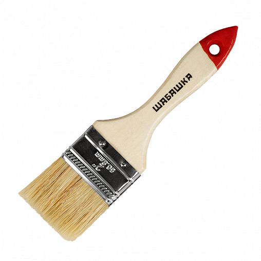 Кисть плоская Шабашка №2, натуральная щетина, деревянная ручка, 50 мм фото