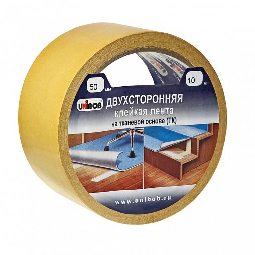 Скотч двусторонний тканевый Unibob, 50 мм x 10 м* фото