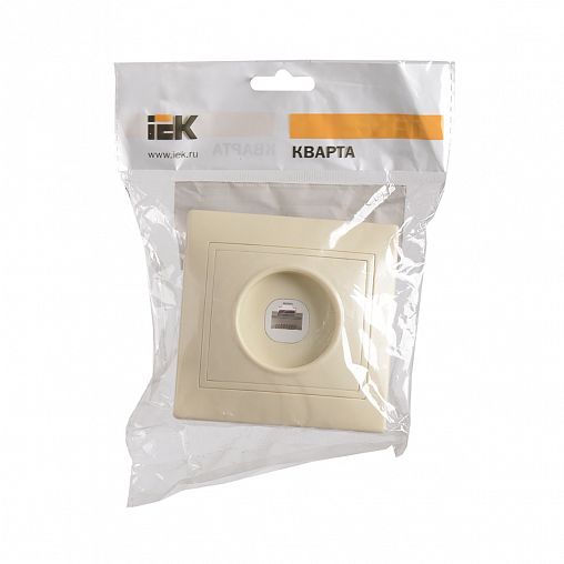 Розетка компьютерная встраиваемая RJ45 IEK Кварта РК10-ККм, IP20, кремовая фото