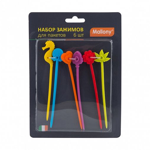 Зажимы для пакетов Mallony, 12,5 см, 6 шт фото