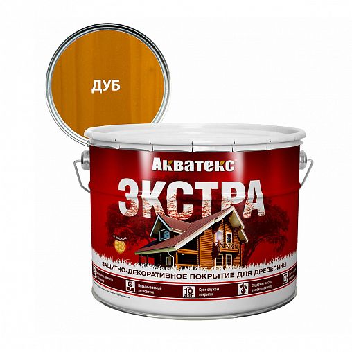 Защитно-декоративное покрытие для дерева Акватекс Экстра, полуглянцевое, 9 л, дуб фото
