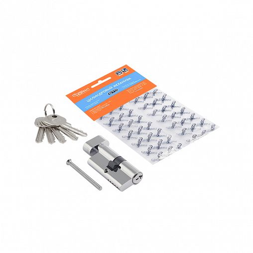 Цилиндровый механизм Нора-М STD AL ЛВ-60 (30-30), ключ/вертушка, хром фото