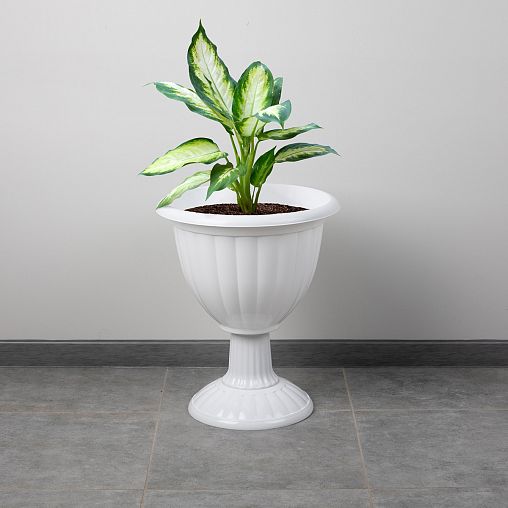 Вазон на высокой ножке Альтернатива Жасмин, 18 л, белый фото