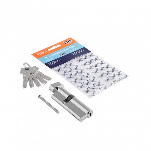 Цилиндровый механизм Нора-М STD Z ЛПВ-90 (55-35В), ключ/вертушка, хром фото