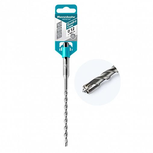 Бур для перфоратора Rennbohr Quadro, 4 грани, 12 x 160 мм, SDS-Plus фото