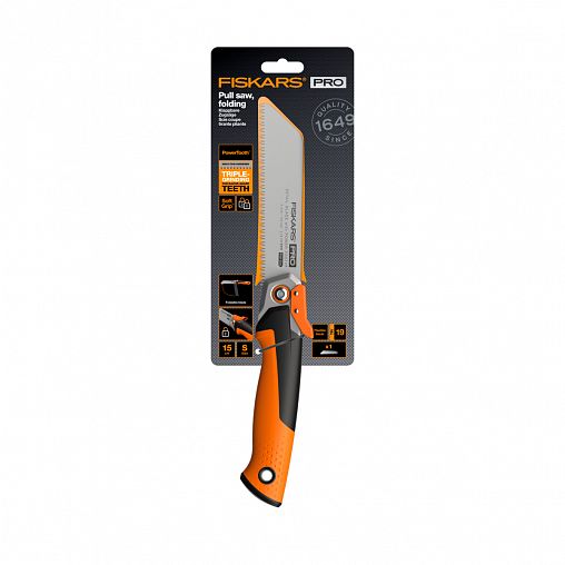 Пила тяговая Fiskars Pro PowerTooth, складная, 150 мм, 19 TPI фото