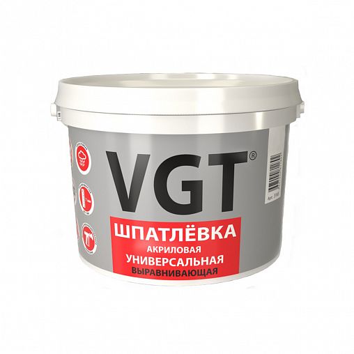 Шпатлевка универсальная для наружных и внутренних работ VGT, акриловая, 7,5 кг фото