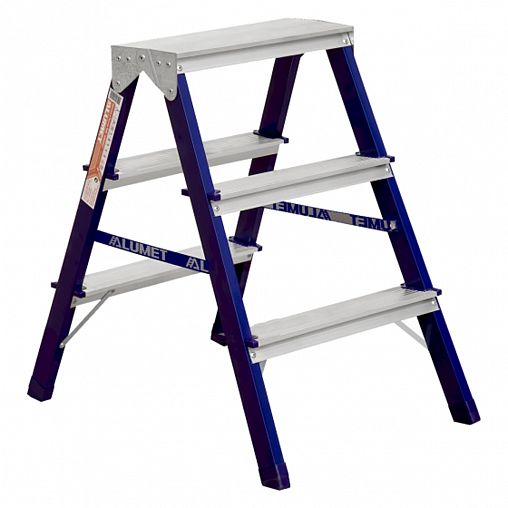 Стремянка двухсторонняя Alumet MD8203, стальная, 2 x 3 ступени, 0,68 м фото