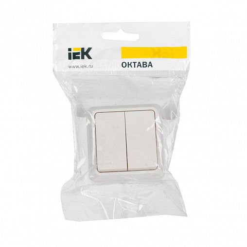 Выключатель двухклавишный накладной IEK Октава ВС20-2-0-ОКм, 10 А, кремовый фото