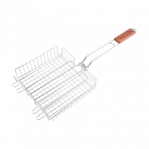 Решетка-гриль Ecos, глубокая, с деревянной ручкой, 22 x 22 см фото