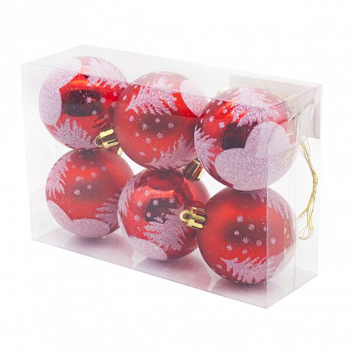 Набор елочных шаров Елочка, d 6 см, 6 шт, красный фото
