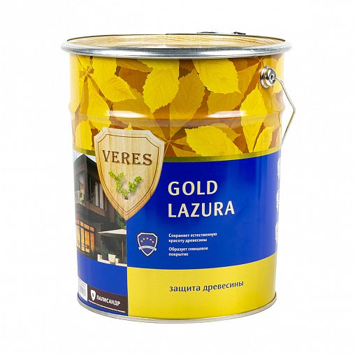 Декоративная пропитка для дерева Veres Gold Lazura №9, глянцевая, 10 л, палисандр фото