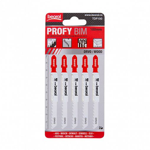 Пилки для электролобзика по дереву Beorol Profy, 100 мм, 5 шт фото