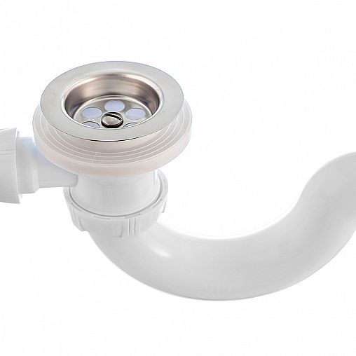 Сифон для ванн Wirquin, S-образный, 1 1/2" x 40 мм, с переливом, с гофротрубой 550 мм фото