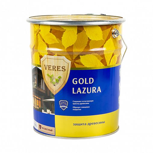 Декоративная пропитка для дерева Veres Gold Lazura №1, глянцевая, 10 л, бесцветная фото
