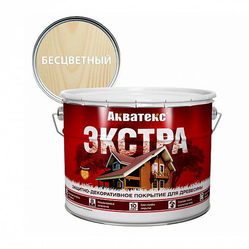 Защитно-декоративное покрытие для дерева Акватекс Экстра, полуглянцевое, 9 л, бесцветное фото
