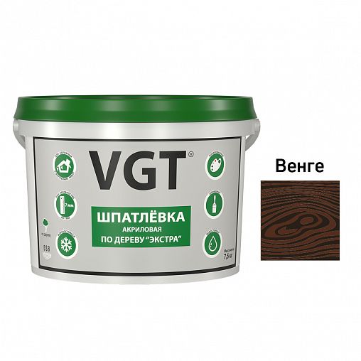 Шпатлевка по дереву VGT Экстра, акриловая, 7,5 кг, венге фото