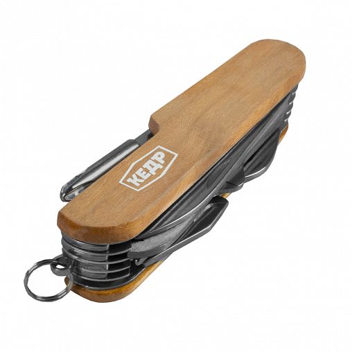 Многофункциональный складной швейцарский нож Кедр 15 в 1, деревянный корпус, 9 см фото