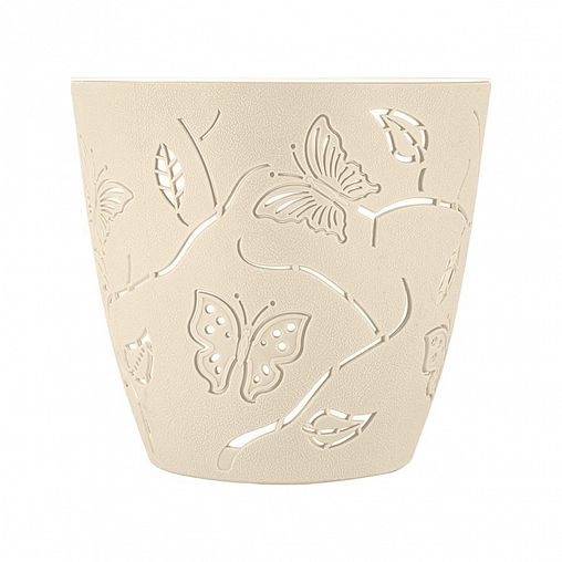 Горшок для цветов Plast Team Butterflies, 0,7 л, молочный туман фото