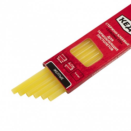 Клеевые стержни для термопистолета Кедр, 7,2 x 200 мм, желтые, 6 шт фото