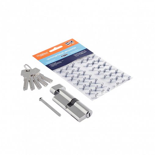 Цилиндровый механизм Нора-М STD Z ЛПВ-80 (40-40), ключ/вертушка, хром фото