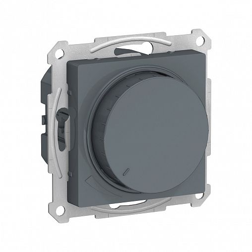 Диммер поворотно-нажимной Systeme (Schneider) Electric Atlasdesign, встраиваемый, 400 Вт, грифель фото