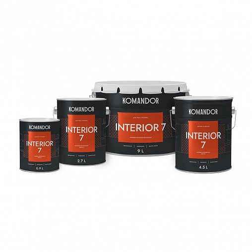 Краска для стен и потолков Komandor Interior 7, матовая, база А, белая, 2,7 л фото