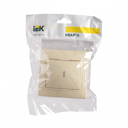 Выключатель одноклавишный встраиваемый проходной IEK Кварта ВСп10-1-0-ККм, 10 А, кремовый фото