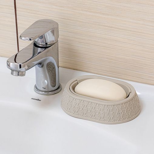 Мыльница с решеткой Альтернатива Вязаное плетение, белая фото