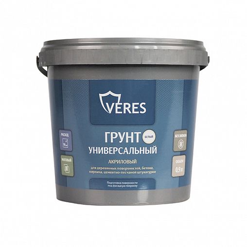 Грунтовка по дереву Veres, матовая, белая, 0,9 л фото