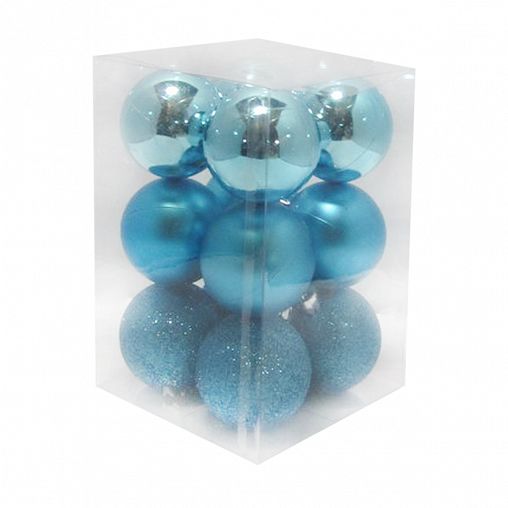 Набор елочных шаров, d 6 см, 12 шт, голубой фото