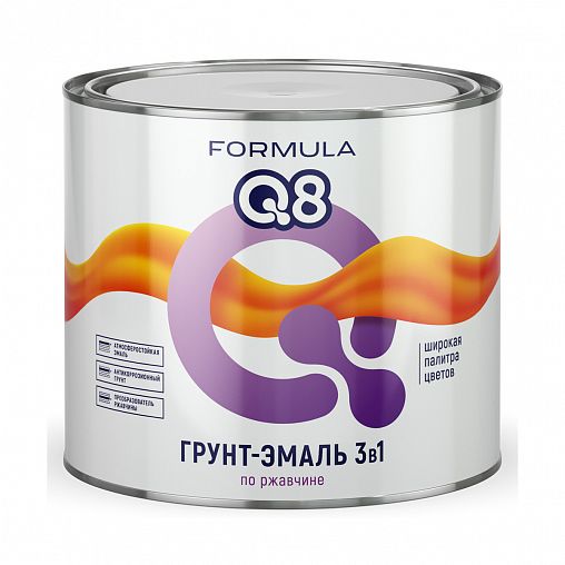 Грунт-эмаль по ржавчине Formula Q8 3 в 1, матовая, 1,9 кг, белая фото
